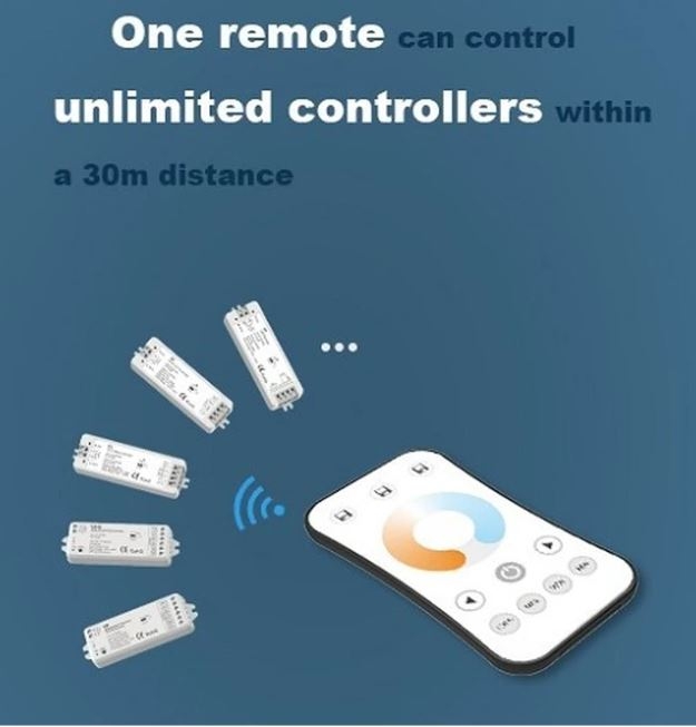 LEDlife rWave touch CCT fjernbetjening - 4 zoner, batteri, inkl. holder