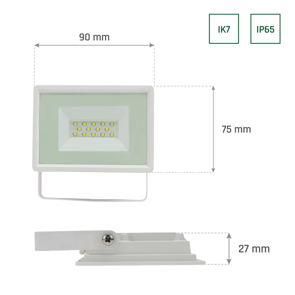 10W LED Projektør 4000K 975 Lumen