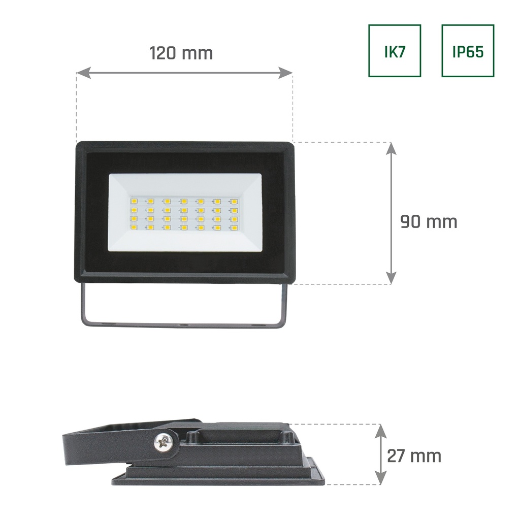 20W LED Projektør 4000K 1750 Lumen