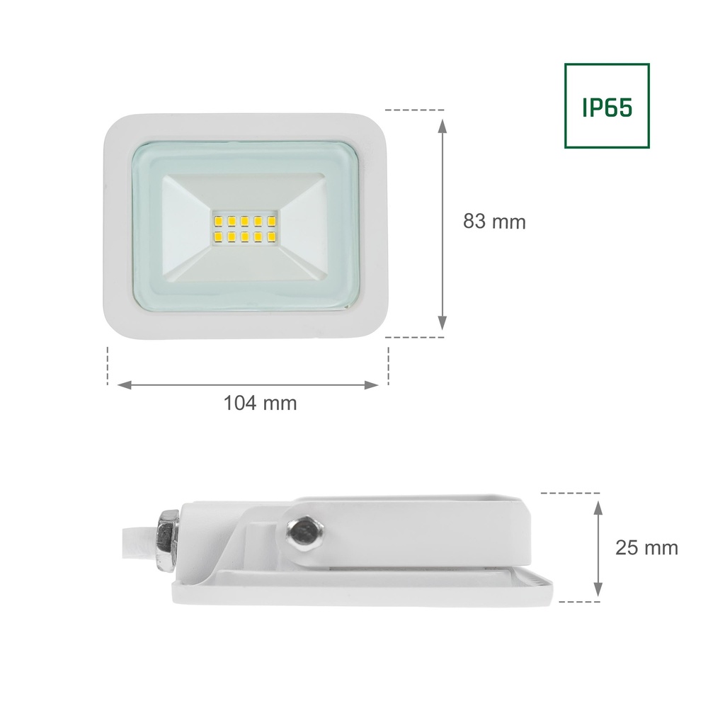 10W LED Projektør 6000K 830 Lumen