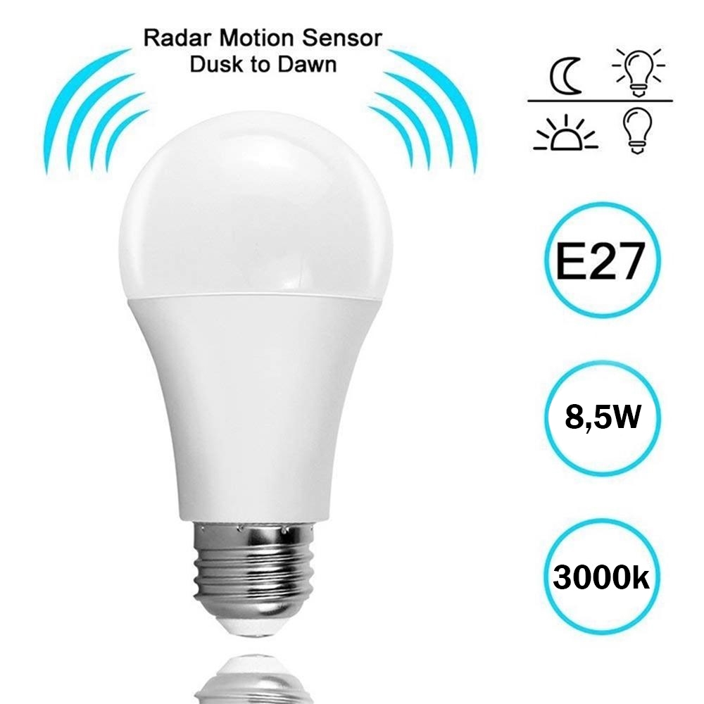 DIOLUX 8,5W mat 830 E27 806lm 160° m/ natsensor
