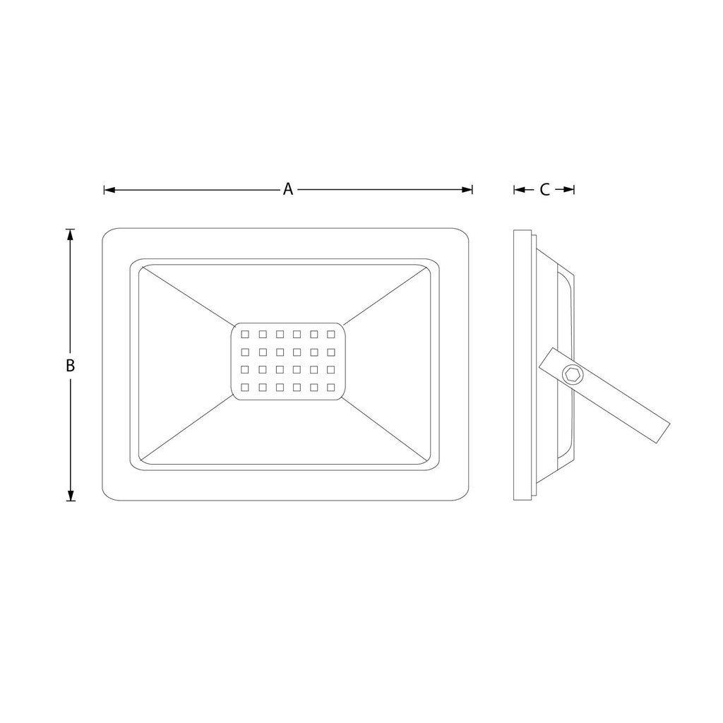 100W LED Projektør 3000K 8100 Lumen