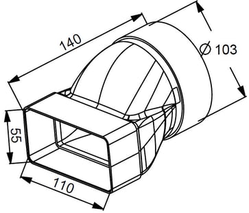Rund Ø100 muffe til flad 55x110 mm