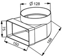 Rund Ø125 muffe 90 grader flad 75x150