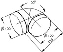 Rund Ø100 bøjning 90 grader