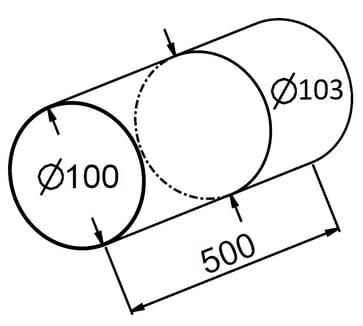 Rund Ø100 kanalrør L=0,5 m PVC