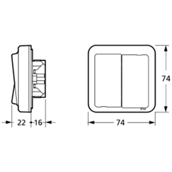 Opus 74 dobbelt korrespondance afbryder - lysegrå