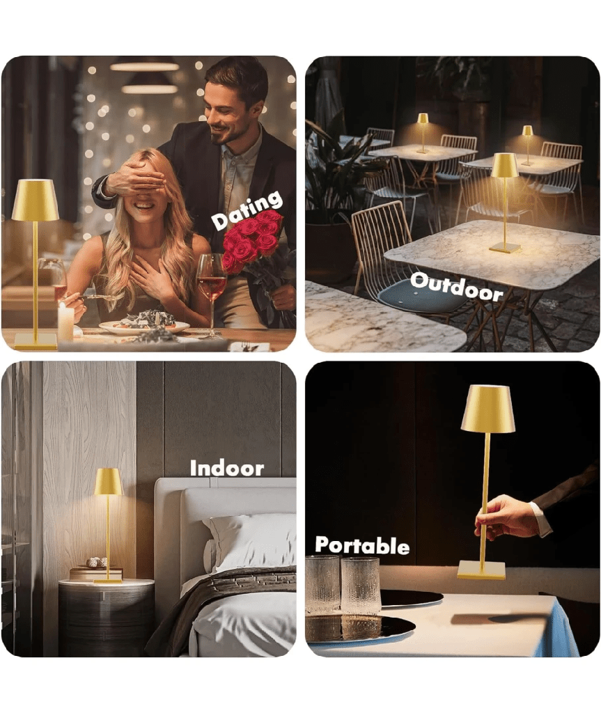 Opladelig LED bordlampe, Gul, touch dæmpbar