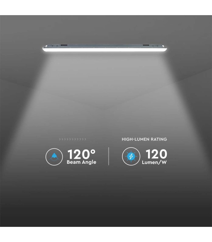 V-Tac vandtæt LED armatur - 120 cm, 36W, 4320lm, I