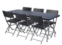Klapbord - Sort, 180 x 75 x 74cm (rattan)