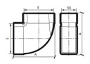 Rektangulær bøjet stykke - 90°, horizontal, 110mm