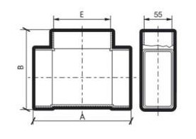 T-stykke - flad, 110x55mm