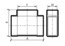 T-stykke - flad, 110x55mm