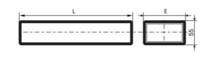 Rektangulær (flad) ventilationsrør - 55x110mm (1m)