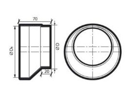 Rund reduktionsstykke - Ø160/Ø125mm, Hvid