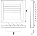 Ventilationsrist m. lukkespjæld - Træksnor, Ø125mm, Hvid