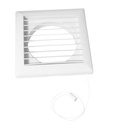 Ventilationsrist m. lukkespjæld - Træksnor, Ø125mm, Hvid