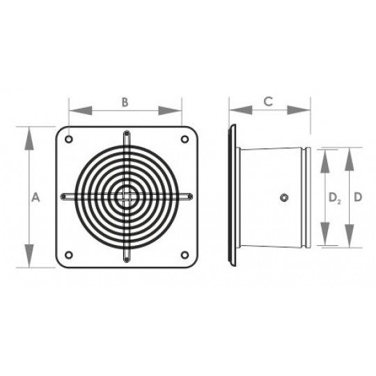 Industriel vægventilator - aRk Ø160mm 32W 185m3/t Hvid