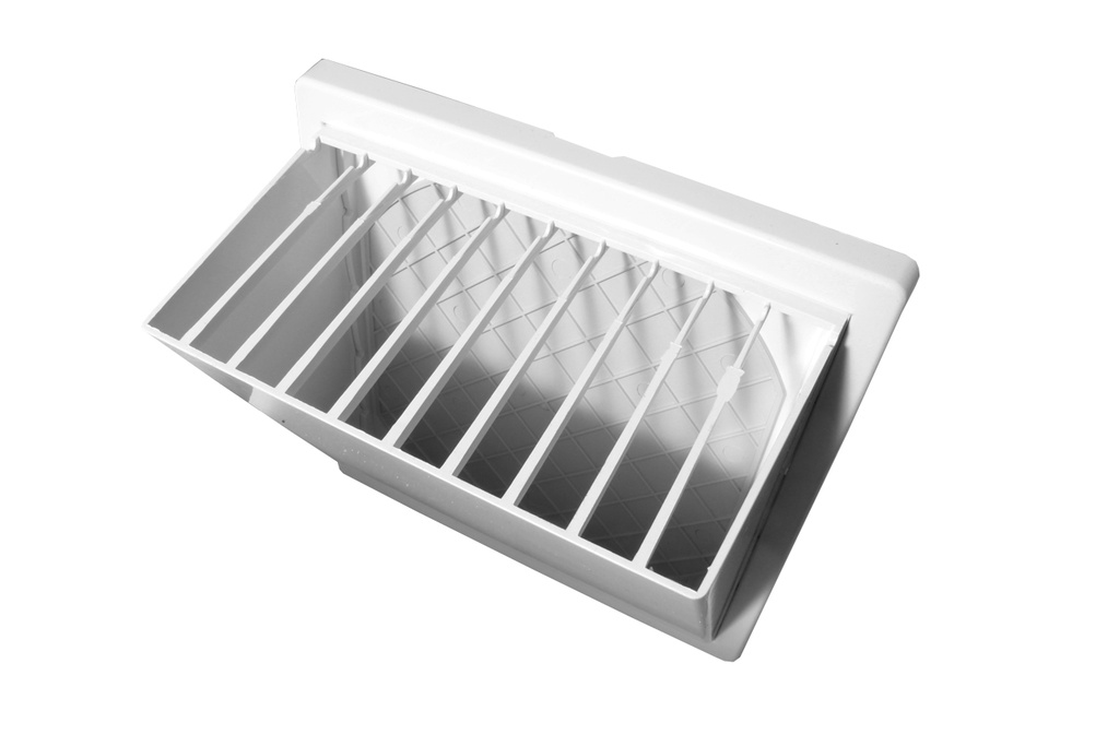 Vægrist med hætte - 170x170mm, Ø125mm, Hvid