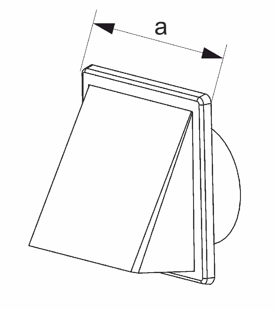 Vægrist med hætte 170x170mm, Ø80-150mm, Hvid