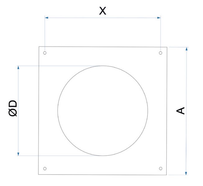 Vægtilslutning f. Ø100mm vent.rør m. flange, Hvid
