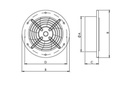 Industriel vægventilator - aRos Ø450mm, 250W, 4850m3/t