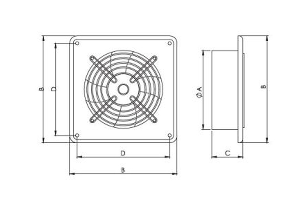 Industriel vægventilator - aRok Ø250mm, 80W, 1215m3/t