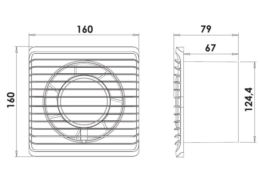 Vægventilator - planet eneRgy Ø125 PS, Kabel m. kontakt, 8W