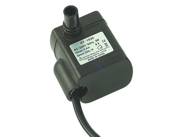 Mini vandpumpe - 230Vac / 3W (Hmaks.:50cm, Qmaks.:180L/t)