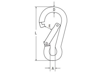 Karabinhage - Ø6 x 60mm, Rustfri stål