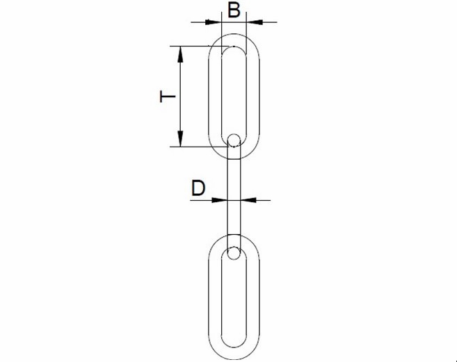 Kæde, langl. svejst, A2 rustfri stål 5mm (metervare)