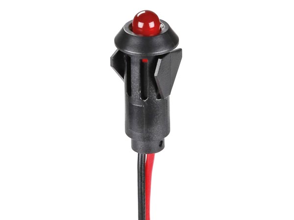 Blinkende rød LED - 12Vdc m. ledning (1m)