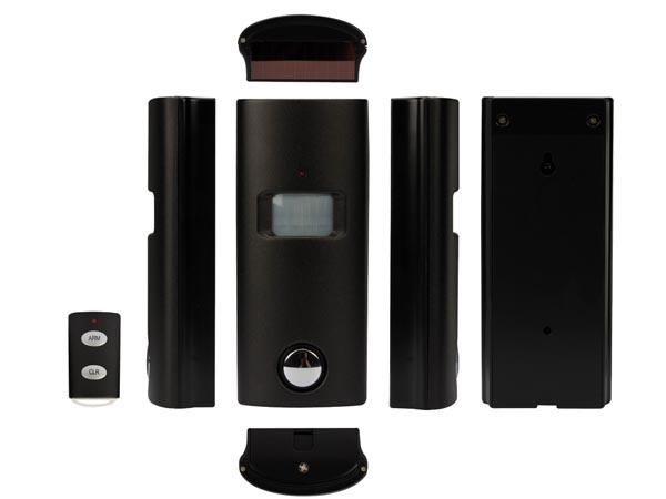 Trådløst PIR alarmsystem m. solcelle og fjernbetjening