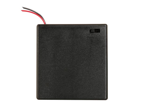Batteriholder til 4xAA bat. m. afbryder, Sort (m. ledn.)