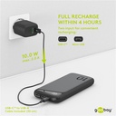 Slimline Powerbank m. LED display - 5V / 2,1A, 10000mAh