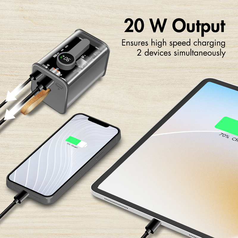 Mobile Power Bank, 20.000mAh, PD 20W, transparent