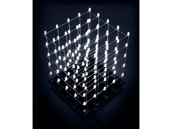 K8018W - 3D LED kube, 5x5x5 hvide LED, programmerbar via USB