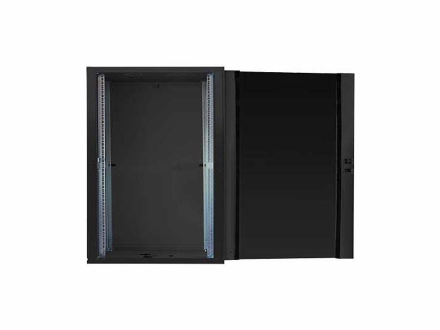 19" netværk rackskab - 16U B600xD600mm, glaslåge, Sort (ECO)