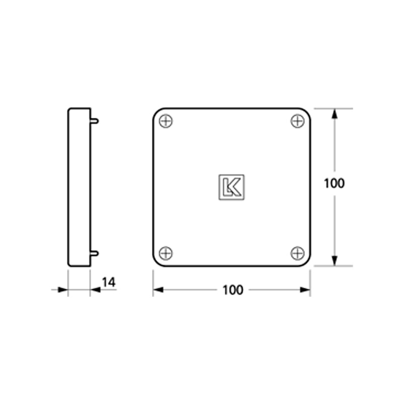 Flerepolet kombikasse dæksel 100 x 100 mm