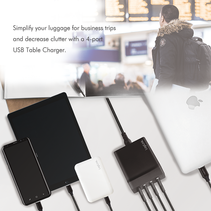 USB bordoplader - 3xUSB-A, 1xUSB-C, 72W
