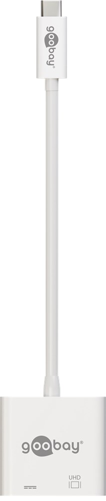 USB-C til HDMI PD adapter (4K) - USB-C ladeport, Hvid (15cm)