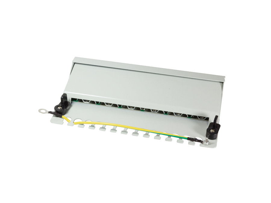 Patch panel - 12 x RJ45 CAT6 skærmet, Grå