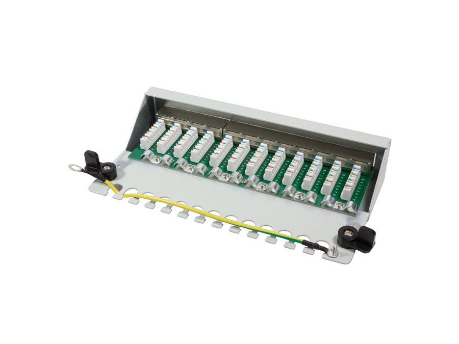 Patch panel - 12 x RJ45 CAT6 skærmet, Grå