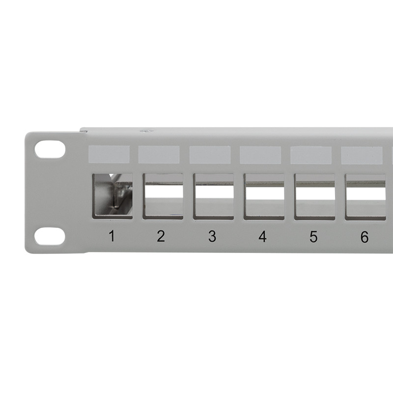 19" Patch panel - 1U, 24 x keystone porte, Grå