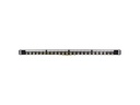 19" Patch panel - 0,5U, 24 x Keystone porte, m. jord, Sort