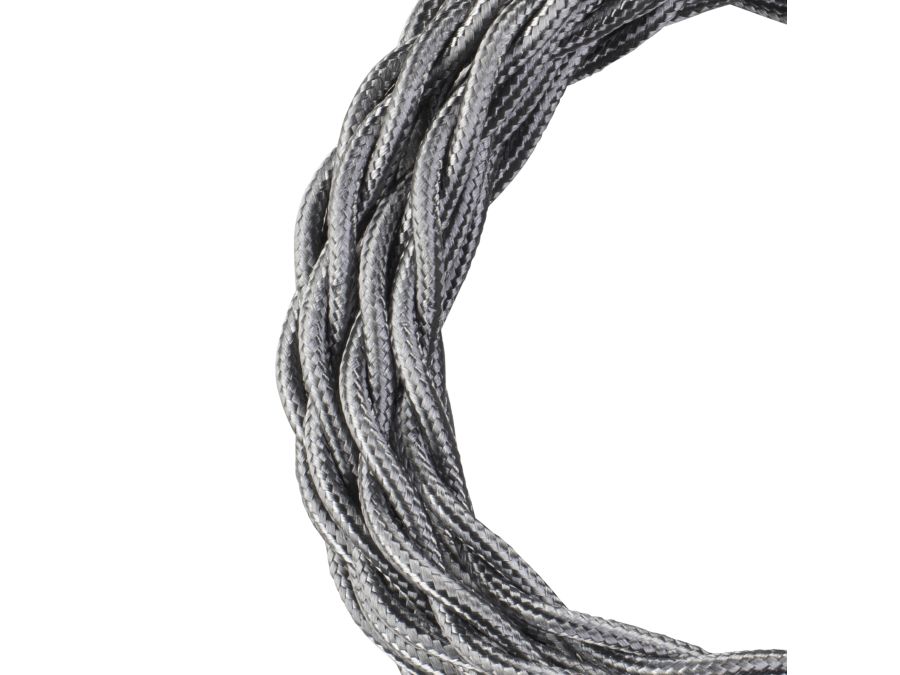 Stofledning - 2 x 0,75mm², Snoet, Metallisk SØLV (3m)