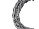 Stofledning - 2 x 0,75mm², Snoet, Metallisk SØLV (3m)