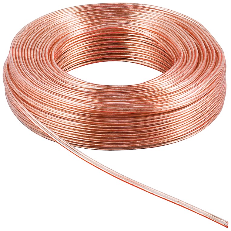 Højttalerledning - 2x0,75mm² CCA, transparent (10m)