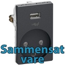 FUGA Stikkontakt med USB-lader og Jord Koksgrå