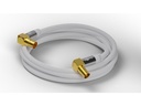 HQ TV antennekabel - 4 x skærm, 90° COAX han/hun, Hvid (1m)